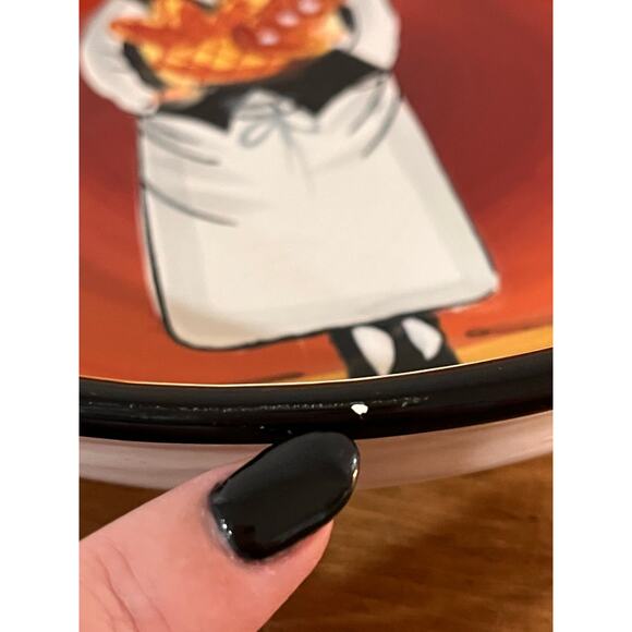 Certified International Tracy Flickinger Whimsical Waiter Bowl Bistro Chef Theme - Picture 12 of 14